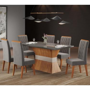 Imagem de Conjunto Sala De Jantar Mesa Moby 6 Cadeiras Cristal Viero