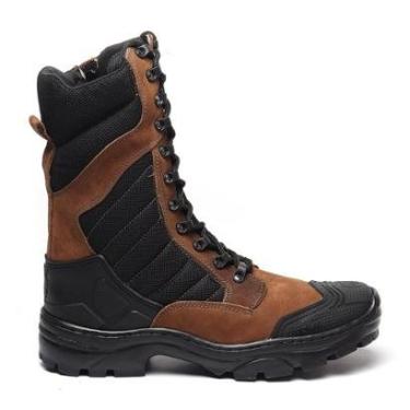 Imagem de Bota Coturno Masculina Couro Militar Preta Cano Médio Estilosa Unissex CMR Shoes-Masculino