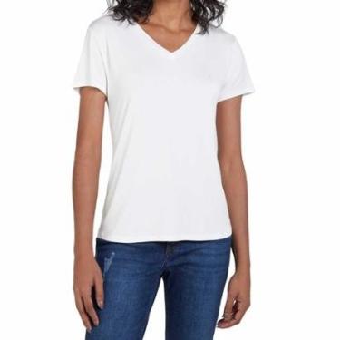 Imagem de Camiseta Feminina Dudalina MC Decote V Off White - 08730-Feminino