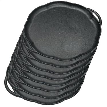 Imagem de 8 Chapas Redondas Ferro Fundido 20cm Panela Mineira Com Alças Restaurante Bar Servir Carnes Picanha Bifes Batatas (Cor Preto)