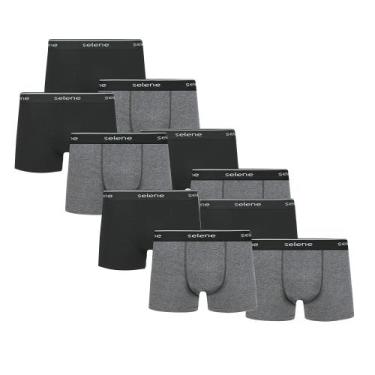 Imagem de 10 Cuecas Boxer Box Selene Em Algodão Cotton, Preto, Cinza, M