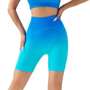 Imagem de Short Feminino Cintura Alta Sem Costura E Flexível Para Academia Trein