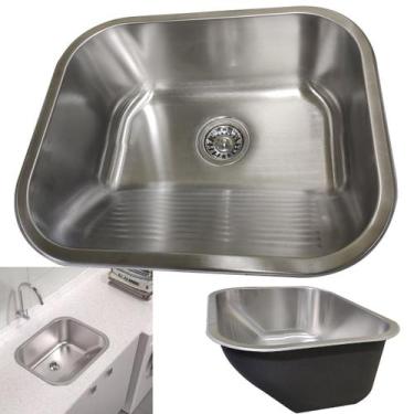 Imagem de Tanque Lavanderia 30 Litros Aço Inox Lavanderia Lava Roupa Esfrega Tan