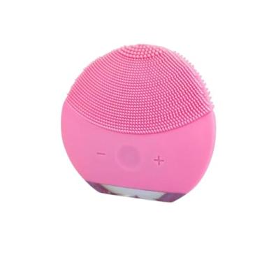 Imagem de Esponja Elétrica de Limpeza Facial com Cerdas de Silicone e Função Massageadora - Portátil e Recarregável para Cuidados da Pele (Rosa)