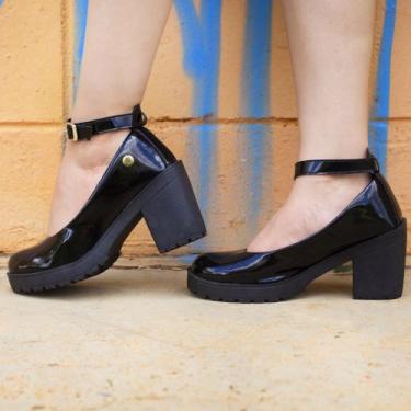 Imagem de Sapato Boneca Scarpin Salto Tratorado Tira Tornozelo Fivela Original G