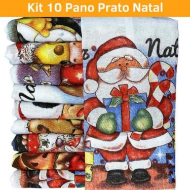 Imagem de Pano Prato Copa Cozinha Guardanapo Estampado Natal 10 Unid - Preteli_I