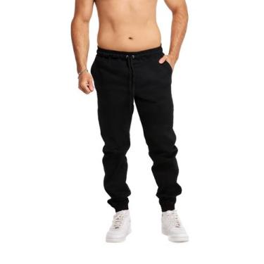 Imagem de Calça Plus Size Sarja Jogger Masculina Skinny Com Punho S01plusn - Woo