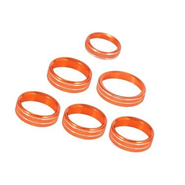 Imagem de Hihaha 6 peças de liga de alumínio laranja carro ar condicionado botão guarnição anel tampa interruptor botão anel anel capa para Ford F150 2016-2020 material durável