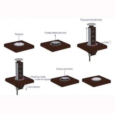 Imagem de Torre Multiplug Com 3 Tomadas Para Uso Doméstico - Renna, Prata e Pret