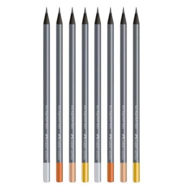 Imagem de Kit 08 Lapís Preto de Escrever Supersoft Glam Metalizado Cores Sortida