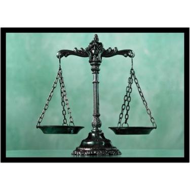 Imagem de Quadro Decorativo Direito Advogados Balança Da Justiça Com Moldura RC0