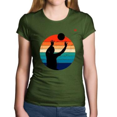 Imagem de Baby Look Algodão Vôlei Vintage Sunset - Foca na Moda, Musgo, GG