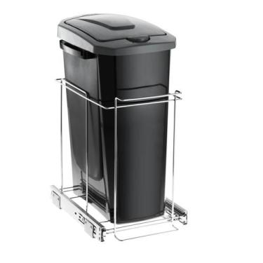 Imagem de Lixeira Deslizante 15 Litros de Embutir Preta Armário Schmit - Schmitt