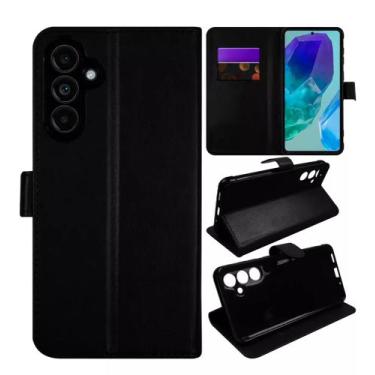 Imagem de Capa Carteira Preta + Película de Vidro 3D Para o Samsung Galaxy M55 -