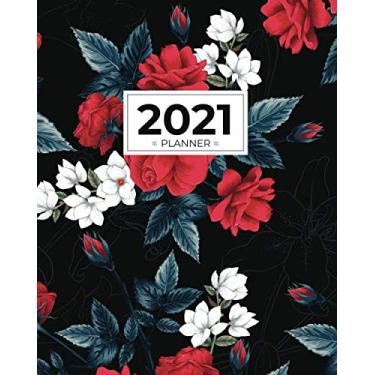 Imagem de 2021 Planner | Beautiful Flowers on Black: January to December Appointment Book/Personal Organizer (Vision Board, Moon Phases, Goals, To Do List, Diary, Agenda, Notebook, Calendar)