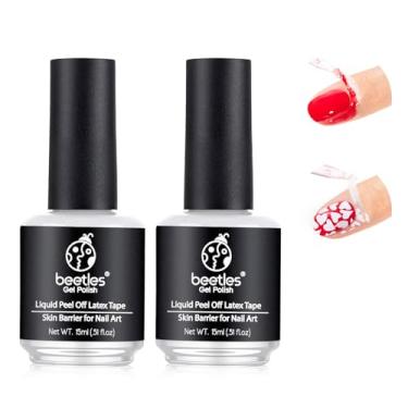 Imagem de beetles Gel Polish Látex líquido para unhas: 2 peças de esmalte de látex de 15 ml, protetor de cutícula para esmalte de unhas, protetor de barreira de látex líquido, esmalte de gel branco, design de