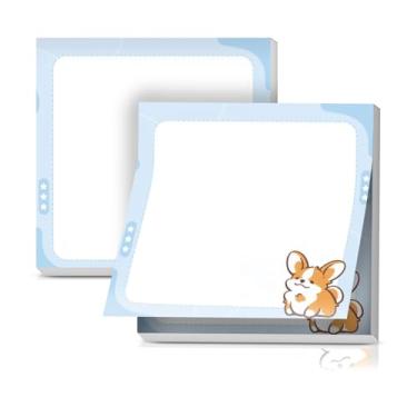 Imagem de LETRLYK Pacote com 2 notas adesivas 7,5 x 7,6 cm, forte poder de colagem, fácil de colocar para casa, escritório, 80 folhas/blocos, corgi fofo