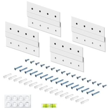 Imagem de Bikykose Kit de ferragens de gancho de imagem - 4 pares de kit de suporte de parede Z de alumínio de 15 cm, clipes Z interligados para pendurar arte de parede, espelhos, painéis, armários, quadros