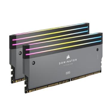 Imagem de CORSAIR Kit de aprimoramento de luz Dominator Titanium DDR5 RGB – 2 módulos – 0 GB de RAM – Compatível com CORSAIR iCUE – Cinza