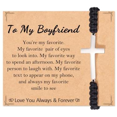 Imagem de Tarsus Pulseira de cruz para namorado, marido, homens, presentes de aniversário de aniversário e Natal cristãos, average, Nylon, Sem Pedra Preciosa