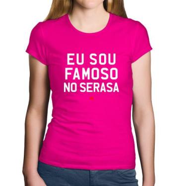 Imagem de Baby Look Algodão Eu sou famoso no Serasa - Foca na Moda, Rosa, P