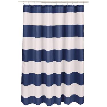Imagem de Cortina de chuveiro listras e tecido branco para banheiro à prova d'água decoração de banho, 5, W300xH180cm