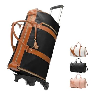 Imagem de Bolsa de roupa com rodinhas para viagem, bolsa esportiva grande conversível, bolsa de viagem com rodas, bolsa de viagem Jenni, bolsa de fim de semana para mulheres e homens, Preto