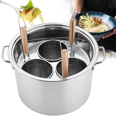 Imagem de Panela de aço inoxidável de 3/4/5 furos com cesta de inserção de filtro, panela de aço inoxidável, conjunto de panela de bolinho de massa e vegetais, para cozinha doméstica, 3 furos