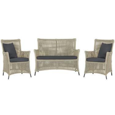 Imagem de Jogo Sofá e 2 Poltronas de Área Igapó Alumínio Pintura Preta Corda Náutica Estofado 11 Trama