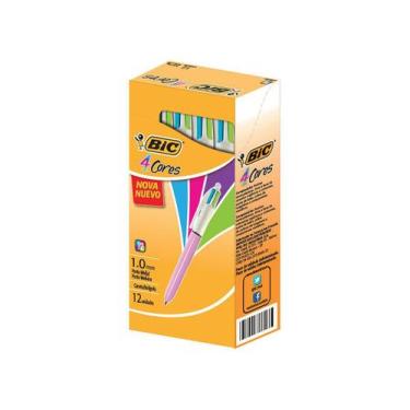Imagem de Caneta Esferográfica 4 Cores Fashion 1.0Mm Corpo Rosa 12Un - BIC