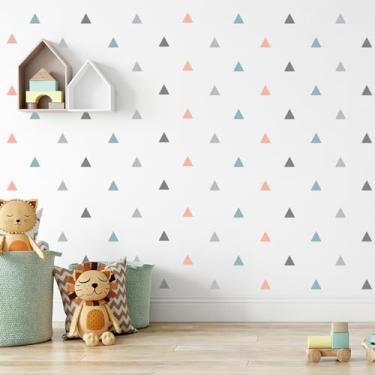 Imagem de Adesivo de Parede Triângulos Cinza, Coral e Verde 121 un