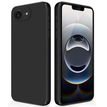 Imagem de GiiYoon Capa para iPhone 16e, capa protetora de corpo inteiro com toque suave e sedoso, case à prova de choque com forro em microfibra - Preto