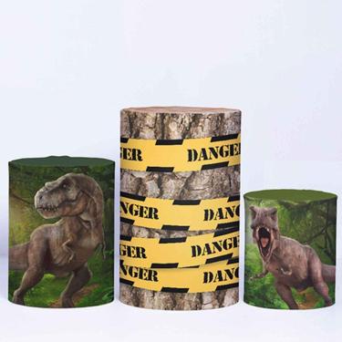 Imagem de Trio Capa Cilindro 3d Festa Infantil Sublimado Veste Fácil c/ Elástico Jurassic Park - Fera Print