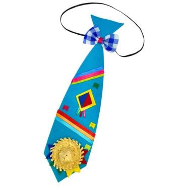 Imagem de Gravata Festa Junina Infantil Caipira AZUL TURQUESA - Quadrilha - QUIM