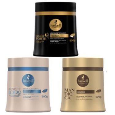 Imagem de HASKELL CRONOGRAMA CAPILAR 3X500G Cavalo Forte Bendito Loiro Mandioca