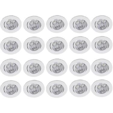 Imagem de Kit 20 Spot Led Embutir Redondo Direcionável 3W Branco 6500K - Gigante