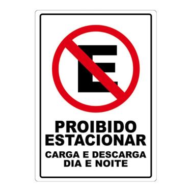 Imagem de Adesivo Proibido Estacionar Carga E Descarga Dia E Noite Cor Vermelho