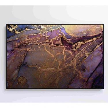 Imagem de Quadro Abstrato Com Pintura Dourada Medidas 60x40 Cm Impressão Tecido Canvas