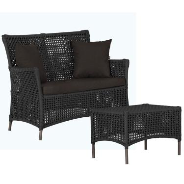 Imagem de 1 Sofá E Mesa Igapó Alumínio Marrom Corda Náutica E9 Trama Preto