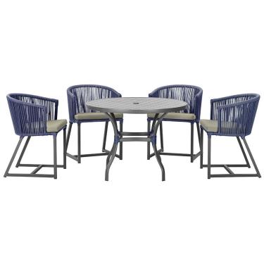 Imagem de Mesa Com 4 Cadeiras E Noronha Estofado 8 Trama Original Azul