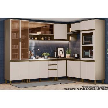 Imagem de Cozinha Completa Kit Connect 10 Módulos 15 Portas 2 Gavetas MDF Branco com Nicho para F...