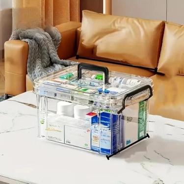 Imagem de Caixa Organizadora de Remédios Transparente - Portátil para Casa e Via