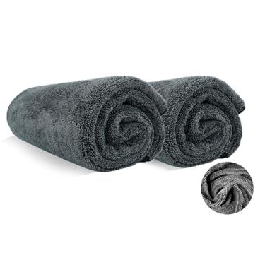 Imagem de Minzerus Pacote com 2 toalhas de microfibra para carros - (89 cm x 61 cm) toalha de secagem de carro grande ultra absorvente para carros e caminhões, seca em um pano sem riscos, arranhões ou manchas