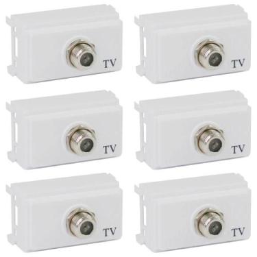 Imagem de Kit 6 Módulos Tomada TV Antena Ilumi i9 Branco Embutir Padrão Coaxial 