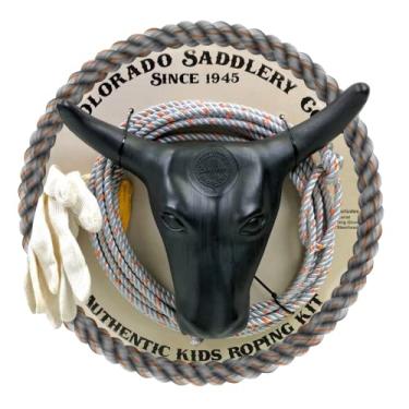 Imagem de Colorado Saddlery The Junior Kit de cordas | Conjunto completo de rodeio para crianças | Pratique a cabeça de boio, corda, luvas, estacas | Corda de treinamento durável | Beyond Toys