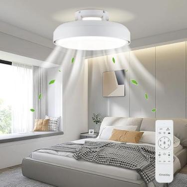 Imagem de Klmeiday Ventiladores De Teto Modernos Sem Lâminas Com Luzes E Controle Remoto, Reversíveis, Motor Cc De 6 Velocidades, Dimerização Contínua E Luzes Led Cct 3000K-6000K Para Quarto Infantil (A10-Br