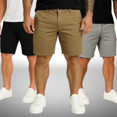 Imagem de Kit 3 Bermudas Sarja Brim Masculina 36 Ao 46 - EVOLUTION PLAY, 44, Pre