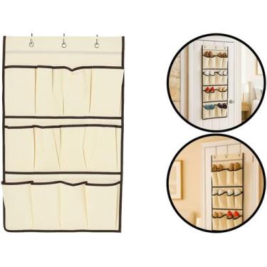 Imagem de Sapateira Tecido Dobrável Suspensa Para Porta Organizador De Sapatos M