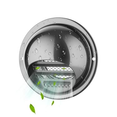 Imagem de Tampa redonda de ventilação de 10 cm, capa de ventilação de orifício de ventilação redonda de parede de aço inoxidável puunkeey 304, exaustor de saída de ventilação de ar e exaustão de parede, tampa