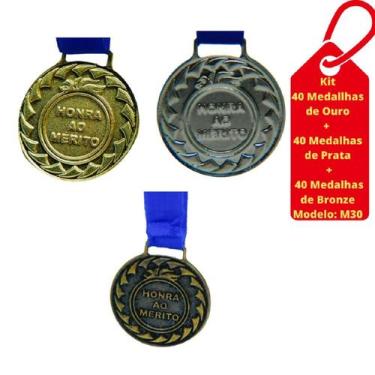 Imagem de Kit C/40 Medalhas Ouro+40 MedalhasPrata+40 MedalhasBronzeM30 - Crespar